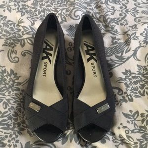 AK Sport black open toe. 7.5 Women